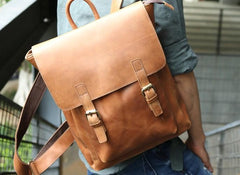 Cool Leather Mens Backpack Travel Backpack Laptop Backpack for men
