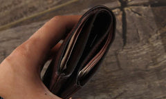 Handmade Genuine Leather Mens Cool Slim Leather Wallet Men Small Wallets Bifold for Men - imessengerbags