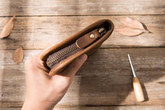 Cool Canvas Leather Mens Bifold Long Wallet Zipper Long Wallet for Men - imessengerbags