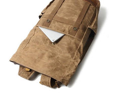 Waxed Canvas Mens Travel Backpack Canvas School Backpack Laptop Backpack for Men