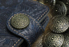Handmade Leather Floral Mens Cool Key Wallet Wallet Card Holder Small Card Keychain Wallets for Men - imessengerbags