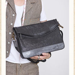 Cool Mens Black Leather Courier Bags Side Bags Leather Messenger Bags Postman Bag for Men - imessengerbags