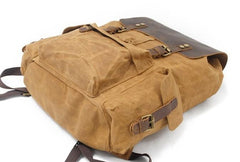 Khaki Waxed Canvas School Backpack 