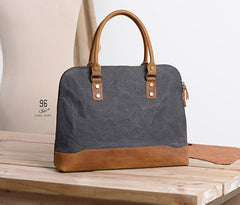 Mens Canvas Leather Briefcase Handbag Work Bag Business Bag for Men