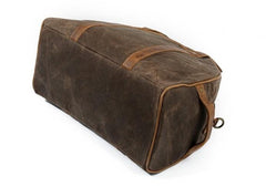 Mens Waxed Canvas Leather Small Weekender Bag Canvas Handbag Travel Bag for Men - imessengerbags