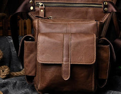 Biker Mens Leather Drop Leg Bag Waist Bag Side Bag Belt Pouch Pack for Men - imessengerbags