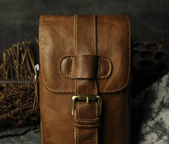 Small Mens Leather Belt Pouch Holsters Belt Case Cell Phone Waist Pouch for Men