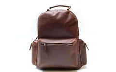 Vintage Coffee Mens Leather Backpack Travel Backpacks Laptop Backpack for men - imessengerbags