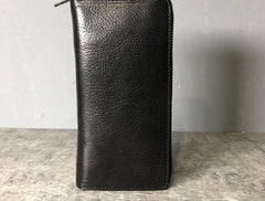Genuine Leather Mens Cool Long Leather Phone Wallet Zipper Clutch Wallet for Men - imessengerbags