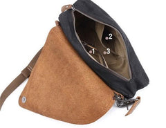 Mens Waxed Canvas Leather Triangular Side Bag Canvas Courier Bags for Men