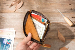 Cool Leather Mens Front Pocket Wallet Vintage Small Wallets for Men - imessengerbags