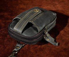 Mens Small Leather Holster Belt Case Belt Pouch Cell Phone Waist Pouch for Men - imessengerbags