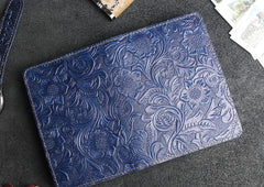 Handmade Leather Floral Mens Cool Short Wallet Passport Card Holder Small Card Slim Wallets for Men - imessengerbags
