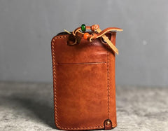 Handamde Genuine Leather Mens Cool Key Wallet Card Slim Wallet Key Holder Car Key Case for Men - imessengerbags