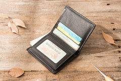 Braided Leather Mens Small Wallets Bifold Slim Front Pocket Wallet for Men - imessengerbags