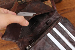 Handmade Leather Mens Cool Long Leather Wallet Bifold Clutch Wallet for Men - imessengerbags