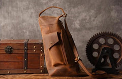 Genuine Leather Mens Cool Chest Bag Sling Bag Crossbody Bag Travel Bag Hiking Bag for men