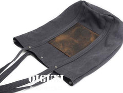 Mens Waxed Canvas Leather Tote Bag Canvas Shoulder Bag for Men - imessengerbags
