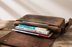 Cool Leather Coffee  Mens Messenger Bags Vintage Shoulder Bags  for Men