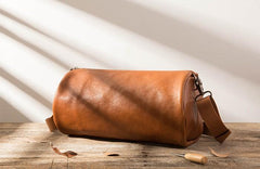 Cool Leather Mens Barrel Shoulder Bags Messenger Bags for Men