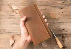 Vintage Slim long Wallet Leather Mens Tan Wallet Long Wallet for Men - imessengerbags