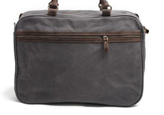 Mens Waxed Canvas Leather Briefcase Handbag Laptop Bag Business Bag for Men - imessengerbags