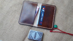 Mens Leather Slim Front Pocket Bifold Small Wallets Card Wallet for Men - imessengerbags
