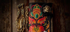 Handmade Leather Monster Mens Chain Biker Wallet Cool Leather Wallet Long Phone Wallets for Men