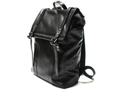 Black Leather Mens Backpack Travel Backpacks Laptop Backpack for men - imessengerbags
