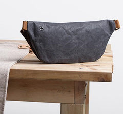 Gray Cool Canvas Mens Sling Bag Chest Bag One Shoulder Packs for men