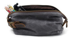 Cool Canvas Leather Mens Zipper Wristlet Bag Vintage Clutch Zipper Bag for Men