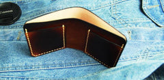 Vintage Coffee Leather Mens Slim Small Wallet Leather Bifold Wallets for Men - imessengerbags