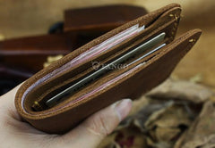 Handmade Leather Mens Cool Slim Leather Wallet Men billfold Wallets Bifold for Men - imessengerbags