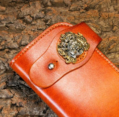 Handmade Long Wallet Mens Cool Leather Chain Wallet Biker Trucker Wallet with Chain - imessengerbags