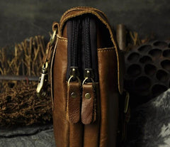 Small Mens Leather Belt Pouch Holsters Belt Case Cell Phone Waist Pouch for Men