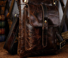 Mens Leather Small COURIER BAG Side Bag Waist Bag Holster Belt Case Belt Pouch for Men - imessengerbags