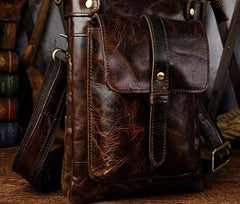 Mens Leather Small COURIER BAG Side Bag Waist Bag Holster Belt Case Belt Pouch for Men