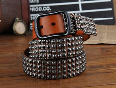 Genuine Leather Punk Rock Biker Trucker Mens Belt Men Black Coffee Belt for Men