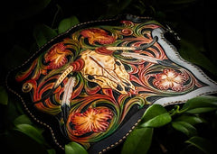 Handmade Leather Black Mens Tooled Skull Chain Biker Wallet Cool Leather Wallet Long Clutch Wallets for Men - imessengerbags
