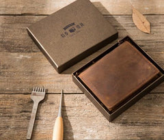 Cool Leather Vintage Mens Slim Small Wallets Zipper billfold Wallets for Men - imessengerbags
