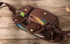 Coffee Cool Leather Fanny Packs Mens Waist Bag Hip Pack Belt Bag for Men