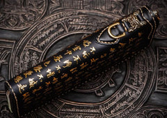 Handmade Leather Mens Chain Chinese Handwriting Biker Wallet Cool Leather Wallet Long Phone Wallets for Men