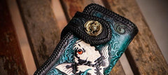 Handmade Leather Carp Mens Chain Biker Wallet Cool Leather Wallet With Chain Wallets for Men