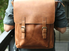 Cool Leather Mens Backpack Travel Backpack Laptop Backpack for men
