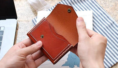 Leather Mens Card Wallet Front Pocket Wallet Small Slim Wallet Change Wallet for Men - imessengerbags