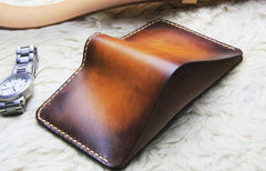 Vintage Leather Brown Mens Slim Small Wallet Leather Bifold Wallets for Men - imessengerbags