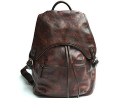 Coffee Leather Mens Backpack Travel Backpack Laptop Backpacks for men