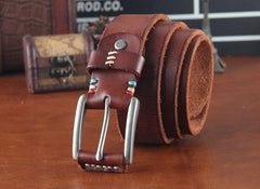 Genuine Leather Punk Rock Biker Trucker Mens Belt Men Black Coffee Belt for Men