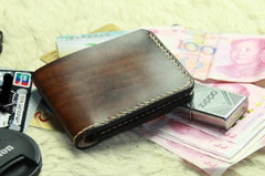 Vintage Leather Mens Slim Small Wallet Leather Small Wallets for Men - imessengerbags
