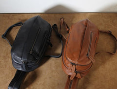 Genuine Leather Mens Cool Chest Bag Sling Bag Crossbody Bag Travel Bag Hiking Bag for men